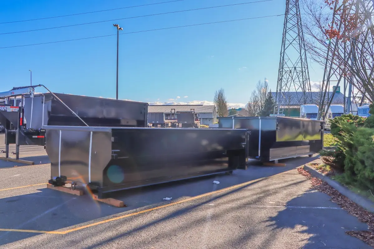 Roll-off dumpster ready for waste disposal at job site for 4 Yard Dumpster Rental in Catoosa